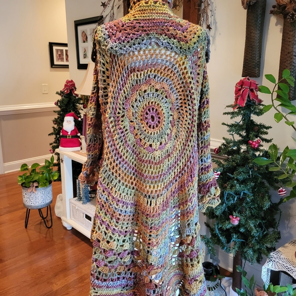 Colorful Crochet Open-Front Cardigan - Picture 2 of 4